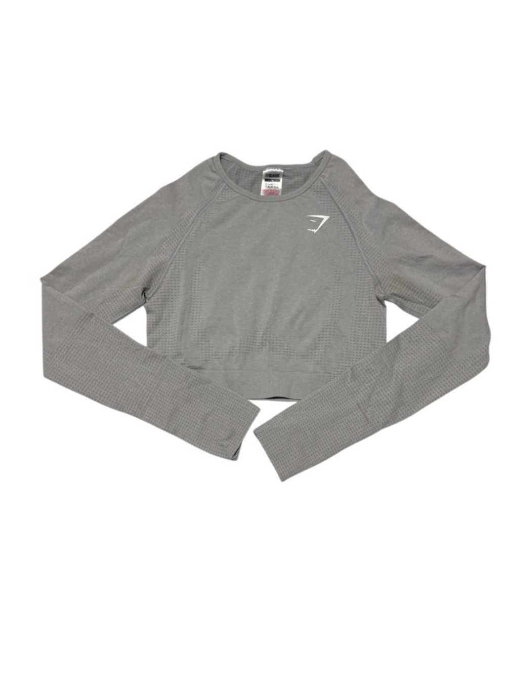 Gymshark Light Gray Long Sleeve Cropped Training Top size medium